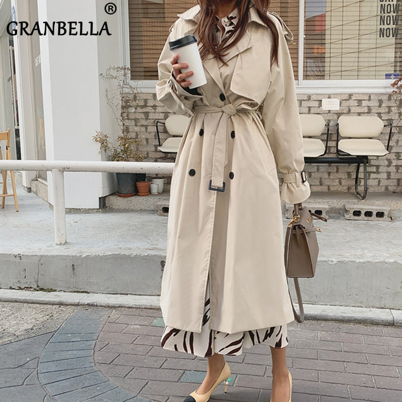 Russian Style Women‘s Long Trench Coats Top quality oversized cotton overcoats Abrigos Mujer