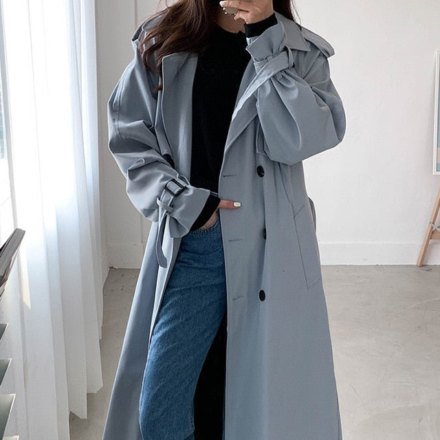 Russian Style Women‘s Long Trench Coats Top quality oversized cotton overcoats Abrigos Mujer
