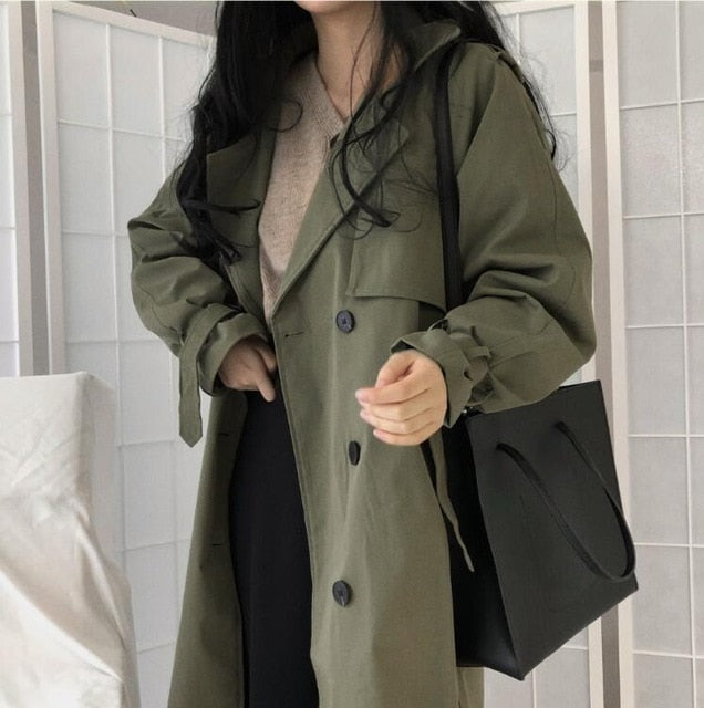 Russian Style Women‘s Long Trench Coats Top quality oversized cotton overcoats Abrigos Mujer