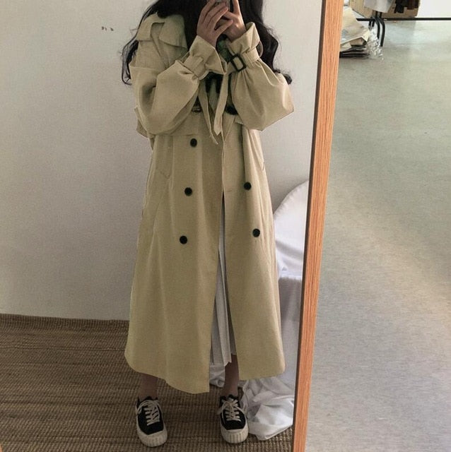 Russian Style Women‘s Long Trench Coats Top quality oversized cotton overcoats Abrigos Mujer
